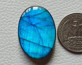 Incroyable pierre précieuse de labradorite bleue, pierre de labradorite en vrac de forme ovale, pierre de labradorite, 32 x 22 x 6 mm, pierre de fabrication de bijoux