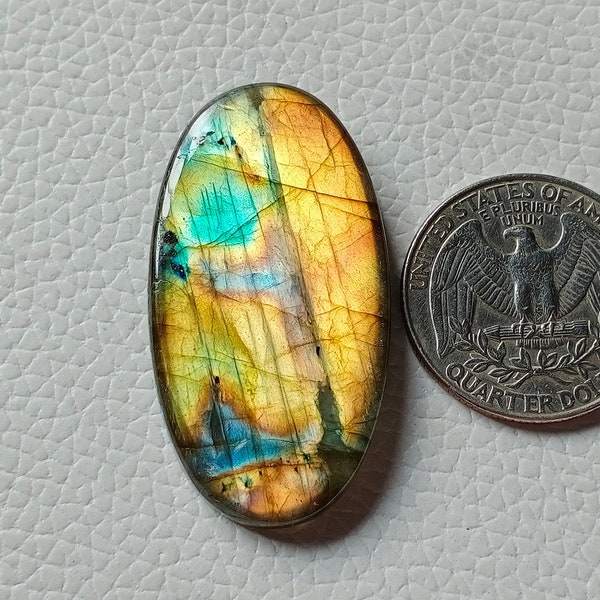 Unique Multi Flashy Labradorite Gemstone Cabochon 41X21X6 mm Oval Shape Flashy Labradorite Cabochon