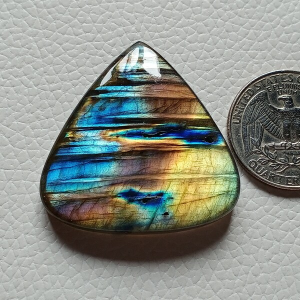 Very Unique Multi Flashy Labradorite Gemstone Cabochon 37X36X7 mm Teardrop Shape Flashy Labradorite Cabochon