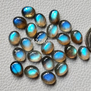 One Pair 10X8X4.5 mm AAA Quality Blue Labradorite Cabochon, Calibrated Labradorite Gemstone, Oval Shape Smooth Polished Cabochon