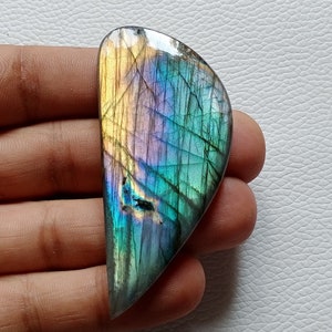Absolutely Rare Flashy Labradorite Gemstone 69X31X7 mm Big Fancy Shape Cabochon Designer Jewelry Stone AAA Multi Purple Labradorite Cabochon