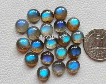 9 mm And 10 mm Round Shape Absolutely Best Quality Calibrated 1 Pair Labradorite, Jewelry Making Unique Labradorite Gemstone Cabochon