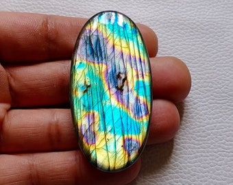 Cabochon de pierre précieuse labradorite multi violet très très rare, grande pierre de forme ovale, cabochon de labradorite flashy 65 x 32 x 7 mm, 65 x 32 x 7 mm