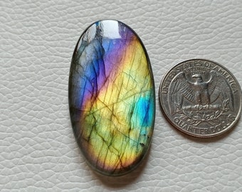 Brilliant Multi Purple Labradorite Gemstone Oval Shape Labradorite, 46X24X6 mm Silver Jewelry Labradorite Stone