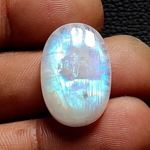 Gorgeous Flashy Rainbow Moonstone Cabochon 25X16X6 mm Oval Shape Jewelry Making Moonstone Gemstone Rare Rainbow Moonstone