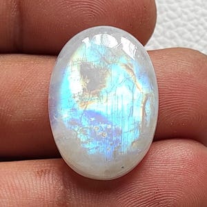 Amazing Flashy Rainbow Moonstone Gemstone 26X18X6 mm Oval Cabochon Jewelry Making Moonstone Natural Rainbow Moonstone Cabochon