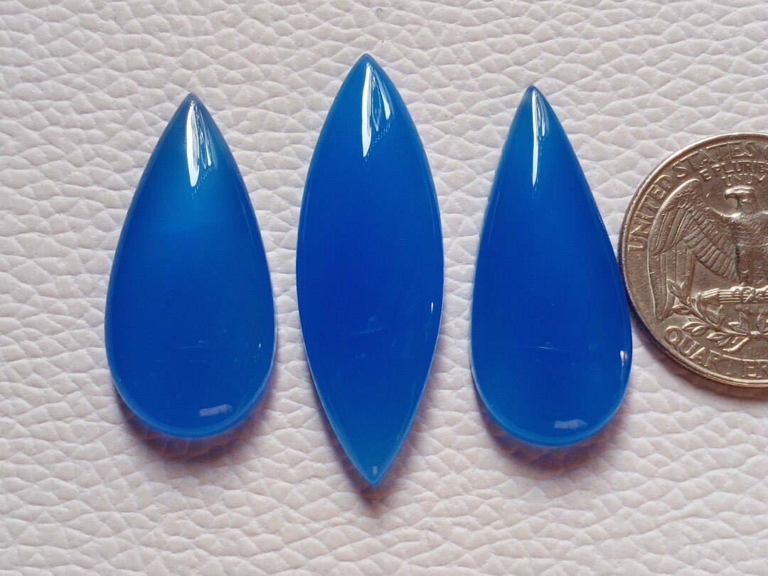 3 Pieces Lot Blue Onyx Gemstone Mix Shape Onyx Loose Gemstone Etsy