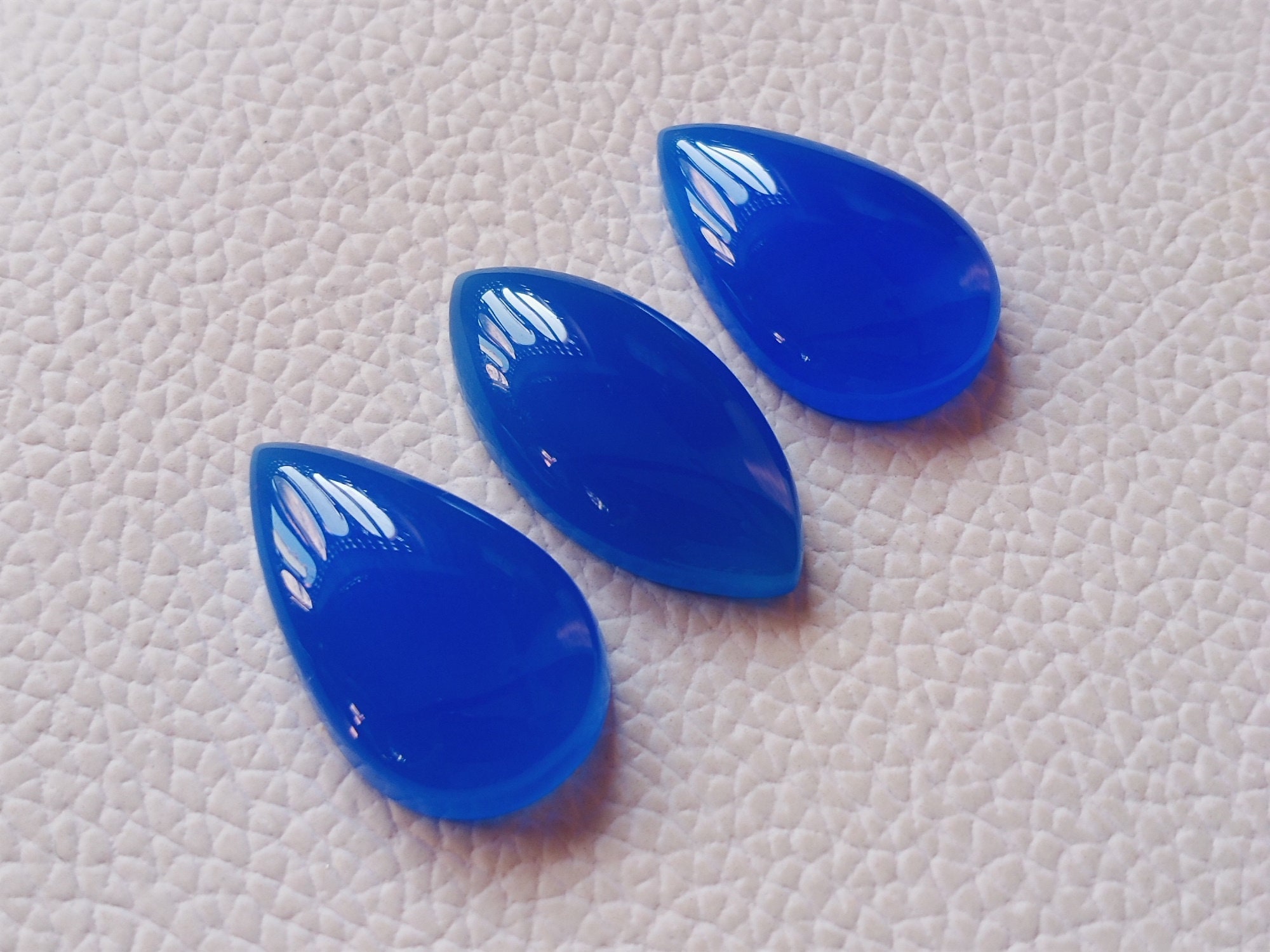 3 Piece Lot Attractive Blue Onyx Gemstone Mix Shape Use For Etsy