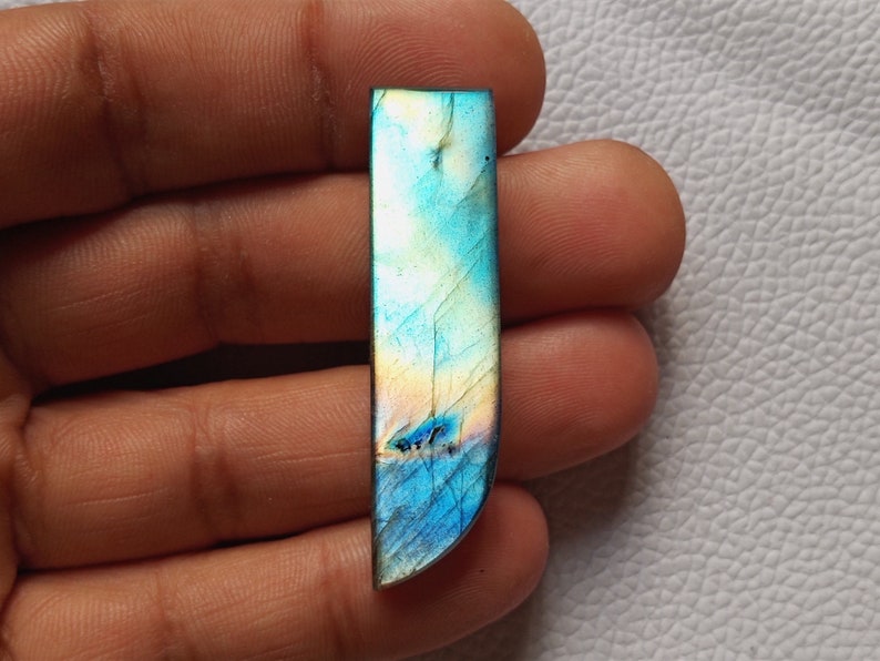 Gorgeous Flashy Labradorite Gemstone 49X13X6.5 mm Fancy Shape For Handmade Jewelry Natural Labradorite Gemstone Cabochon