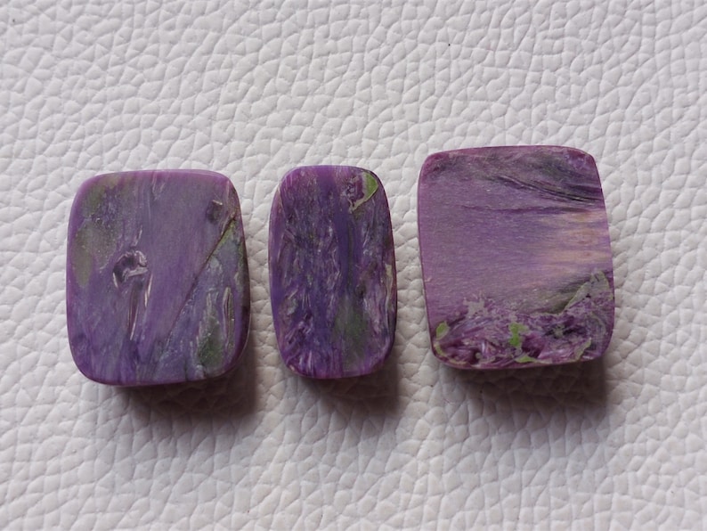 Charoite Cabochon Purple Charoite Stone Rectangular Shape For Loose Pendant Jewelry 3 Piece Lot AAA++