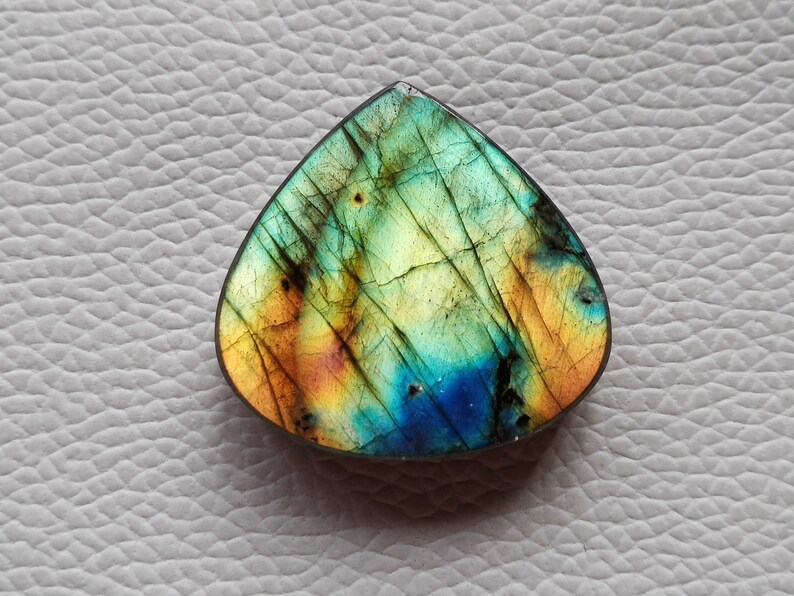 Attractive Flashy Labradorite Gemstone 32X31X8 mm Teardrop Shape For Jewelry Making Loose Labradorite Cabochon