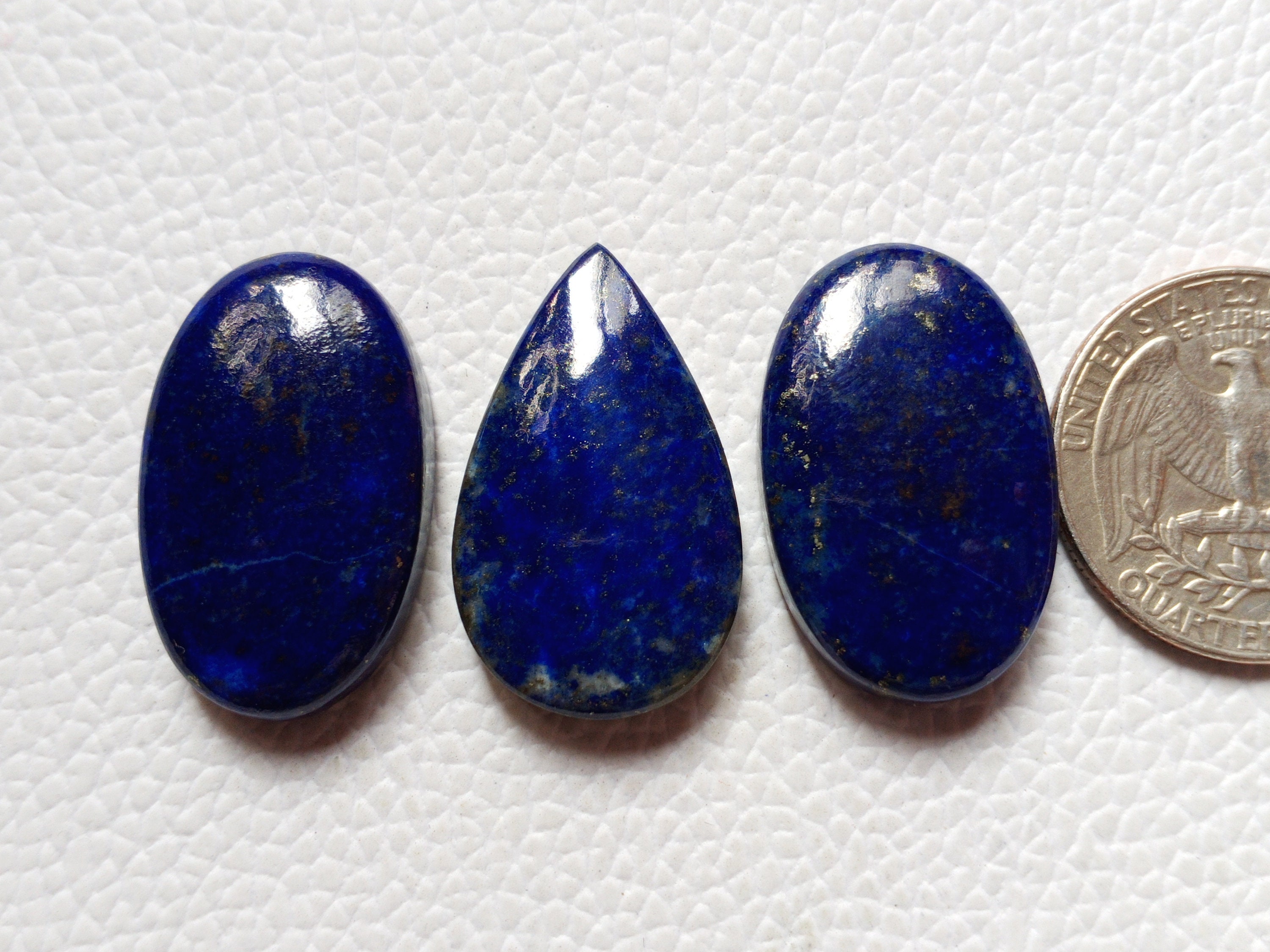 3 Piece Lot Natural Lapis Lazuli Gemstone Cabochon Mix Shape Macramependant Jewelry Gemstone