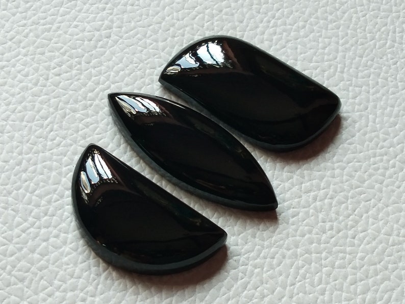 3 Pieces Lot Gorgeous Black Onyx Gemstone Cabochon Mix shape 80 Crt Cabochon Best Quality Onyx Hand Polished Cabochon