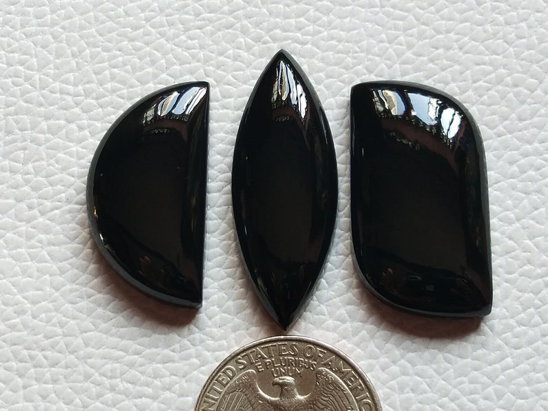 3 Pieces Lot Gorgeous Black Onyx Gemstone Cabochon Mix shape 80 Crt Cabochon Best Quality Onyx Hand Polished Cabochon