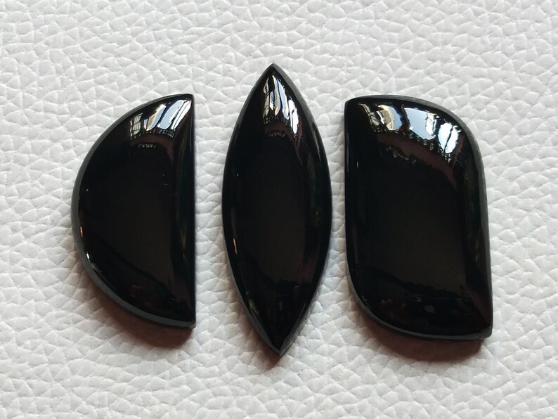 3 Pieces Lot Gorgeous Black Onyx Gemstone Cabochon Mix shape 80 Crt Cabochon Best Quality Onyx Hand Polished Cabochon
