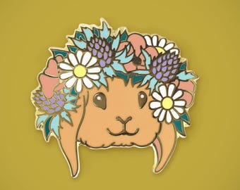 Summer flower crown bunny enamel pin