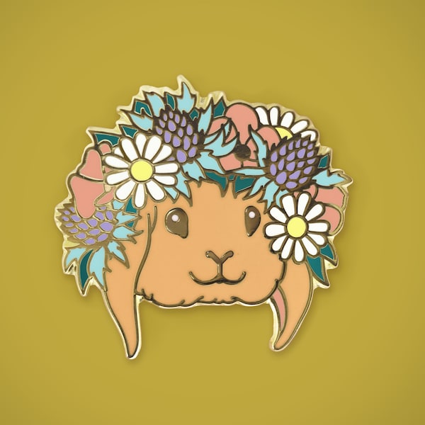 Emaille pin konijntje zomerbloemkroon