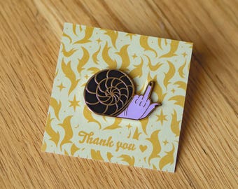 Black & Purple Pin Snail middle finger gold enamel