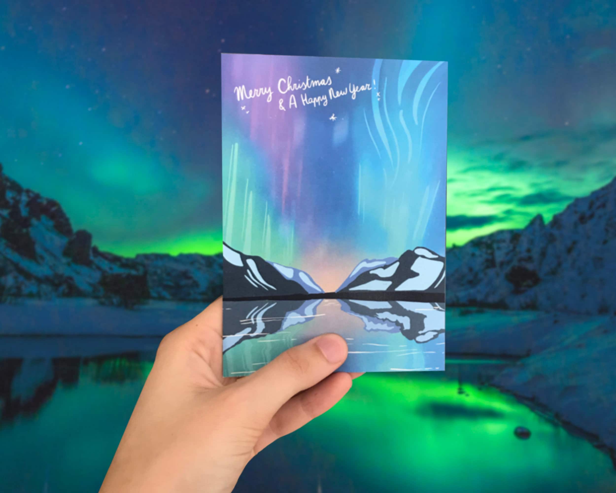 Northern Lights Christmas Card Merry Christmas and A Happy Etsy