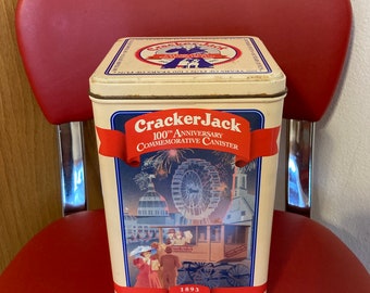 Vintage Cracker Jack 100th Anniversary Commemorative Collectors Tin 1893-1993, vintage Cracker Jack Tin, Borden Inc Made in USA