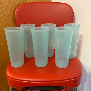 Tupperware Tumblers 16oz Clear Teal Set of Six 5107L, Set of 6 Tupperware Tumbler Set, 5207L