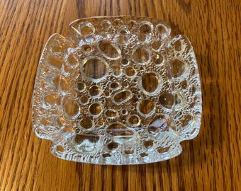 Glass Ashtray, four-inch Clear Bubble Glass Ashtray, four-inch Ashtray, Ash Tray, Ashtray, Heavy Glass Ashtray, decorative Ashtray