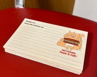 Vintage Blank Foldable Recipe Cards Set of 17 Fattening Food Is Fun!