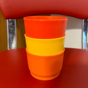 3 Vintage Tupperware Snack Cups Red Yellow Orange 4oz #1229, Tupperware 1229 set of 3