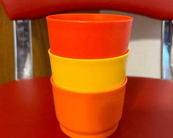 3 Vintage Tupperware Snack Cups Red Yellow Orange 4oz #1229, Tupperware 1229 set of 3