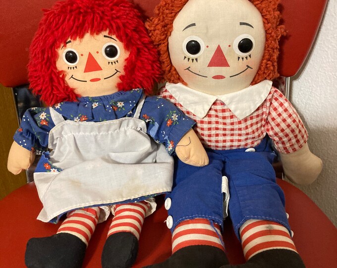 Vintage Raggedy Ann and Andy Doll Set of 2, Playskool Raggedy Ann and ...