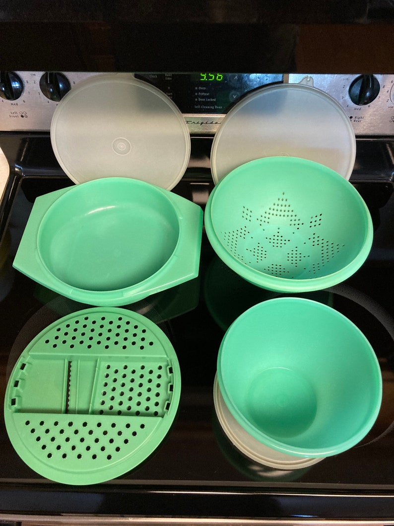 Vintage Jadeite Tupperware Set Crisp It Lettuce Keeper Etsy