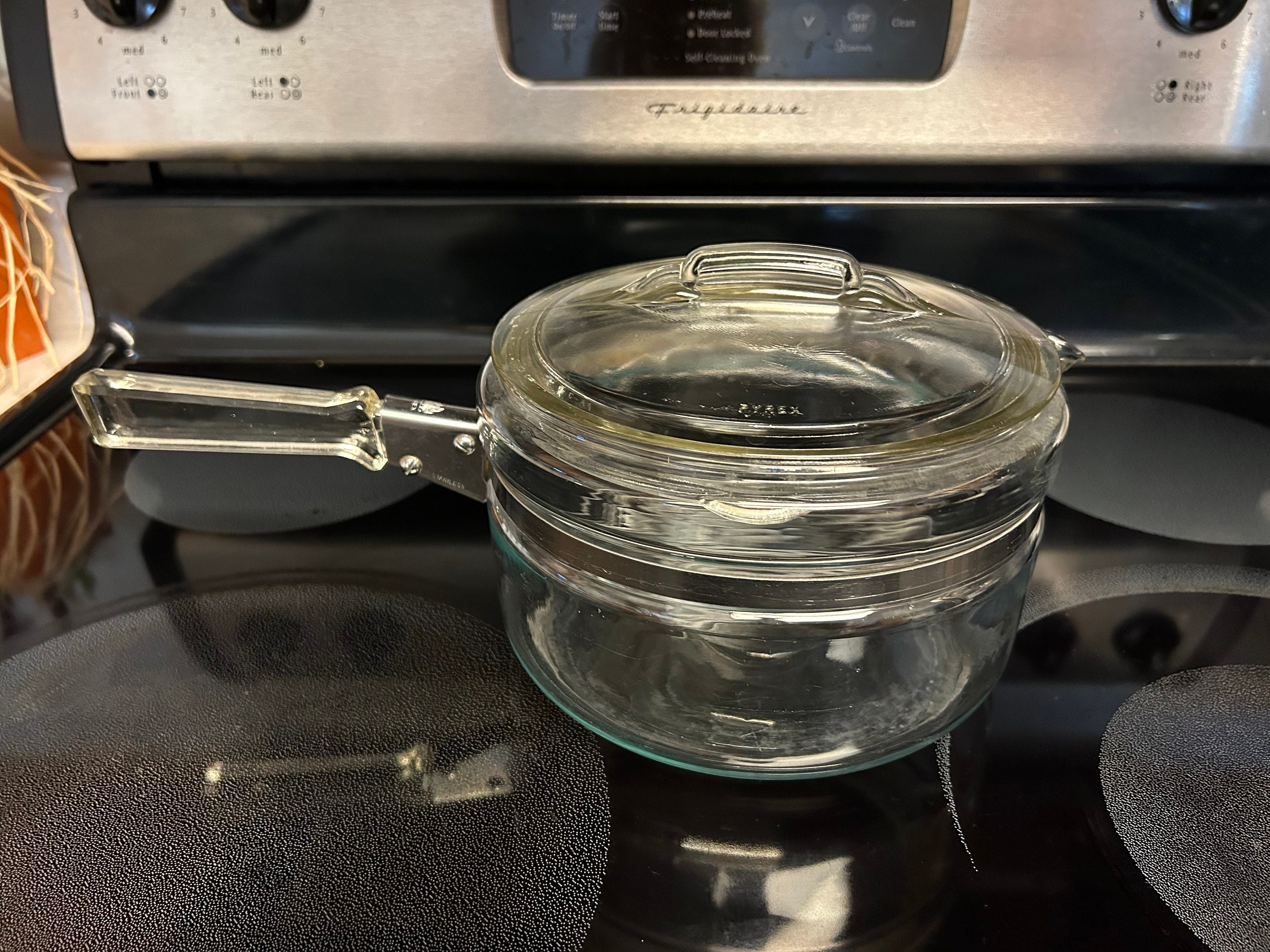 Pyrex Flameware 2 Qt.saucepan Clear Glass Pot 6324-B With Lid 