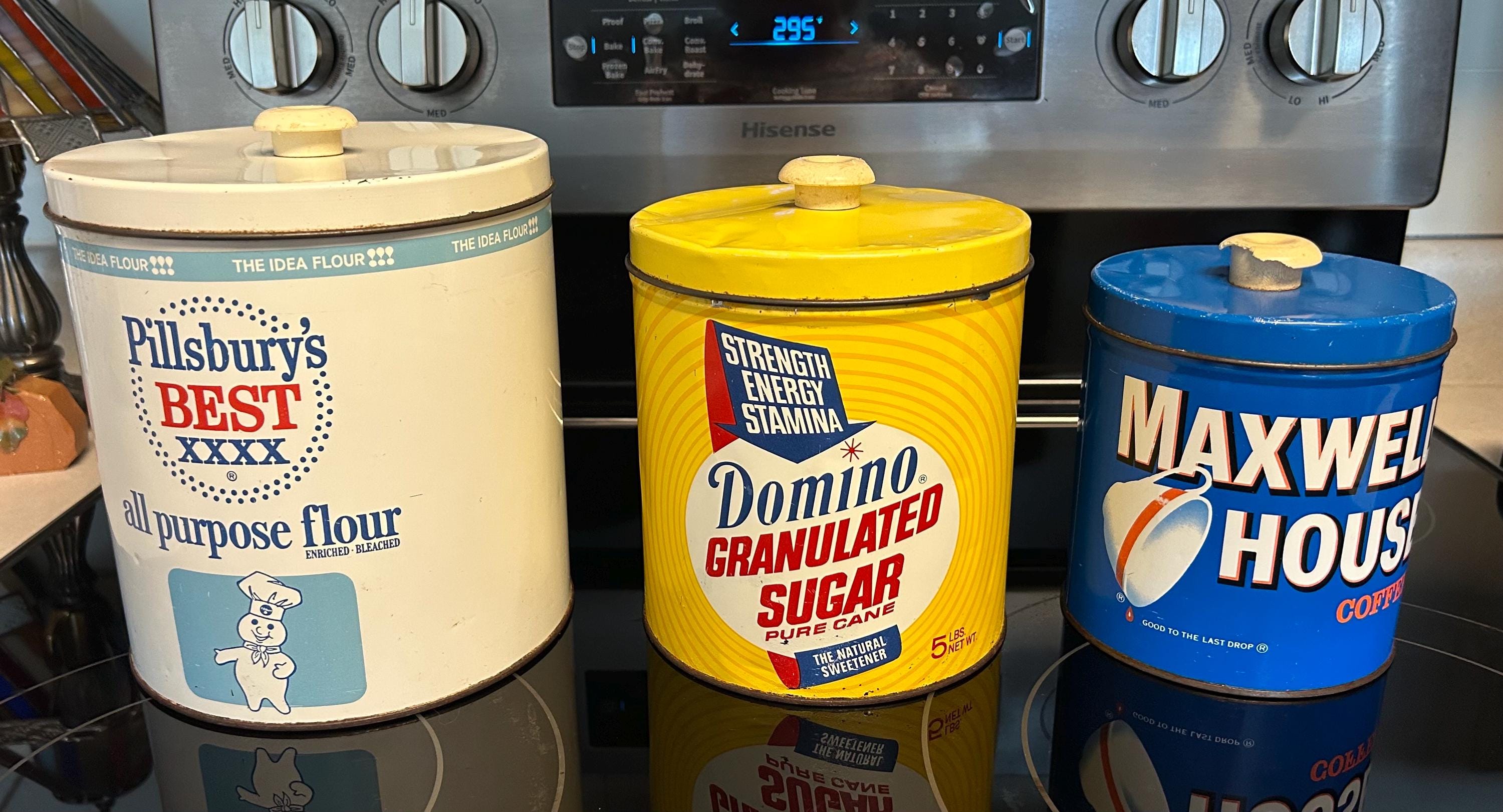 Vintage J.L. Clark Metal Tin Nesting Canister Set Pillsbury