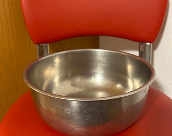 2 VTG FARBERWARE STAINLESS STEEL NESTING MIXING BOWLS w/DOUBLE THUMB RINGS