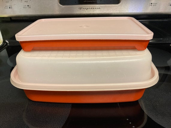 Vintage Tupperware Set of Two Paprika 1294 and 1292 With Lids