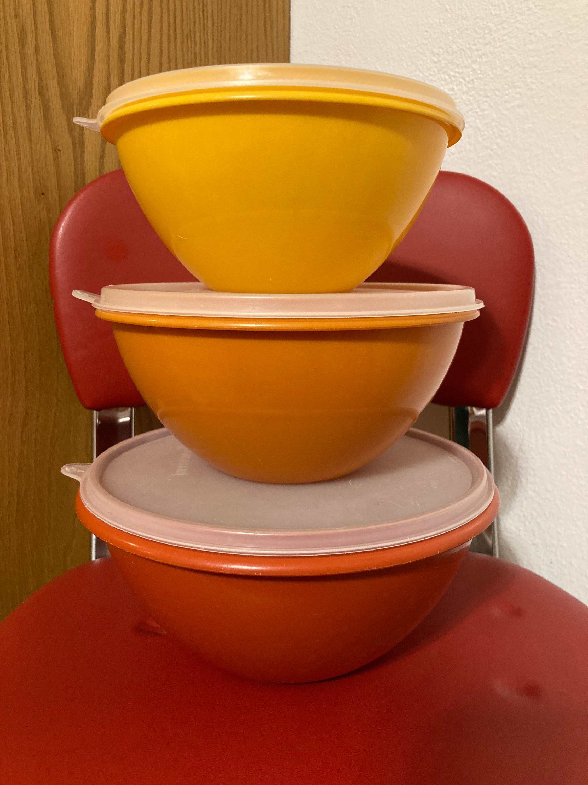 Vintage Set of 2 Orange and Yellow Tupperware Bowls 234 & 235 With