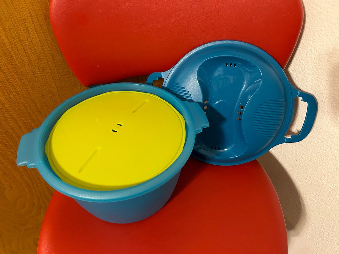 Tupperware Microwave Rice Maker Steamer Cooker 3 Pc Set Blue Etsy