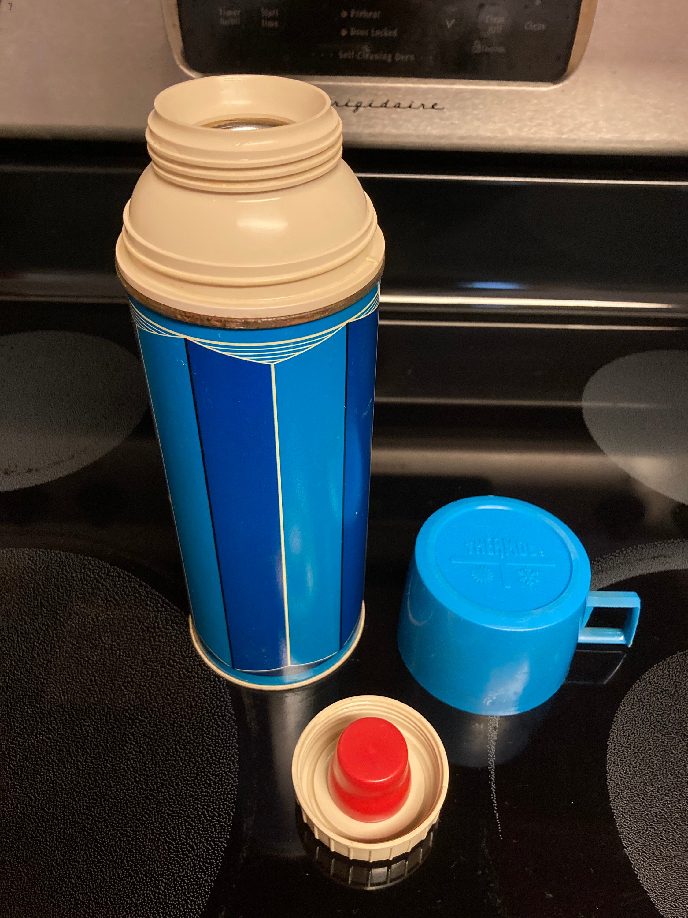 Vintage Thermos Royal Blue 100F Filler/ 1 Liter Cup Vacuum Flask