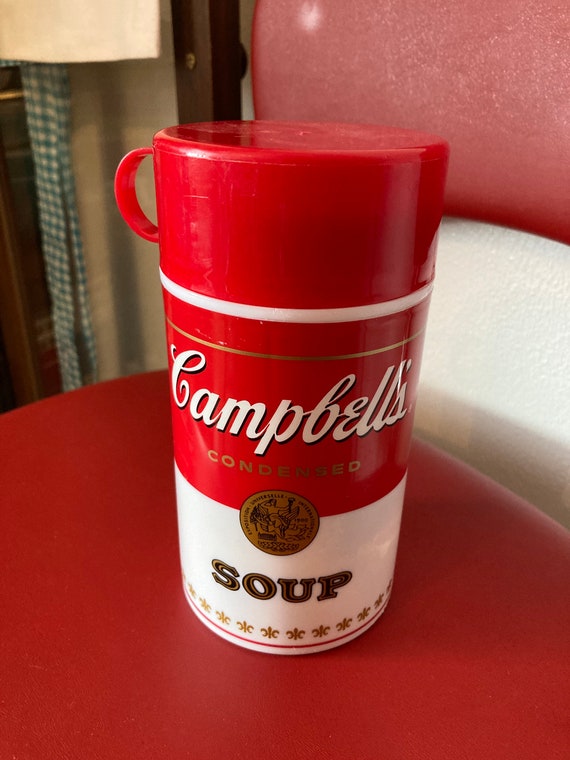 Campbell's Soup Thermos, Red and White Thermos, Soup Thermos, Drink Thermos,  Lunch Thermos, Childs Thermos, Plastic Thermos 