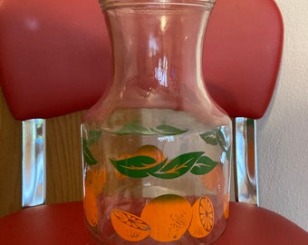 Vintage Anchor Hocking Orange Juice Carafe, Anchor Hocking Orange Juice Decanter, vintage Juice Carafe, Vintage Juice Decanter