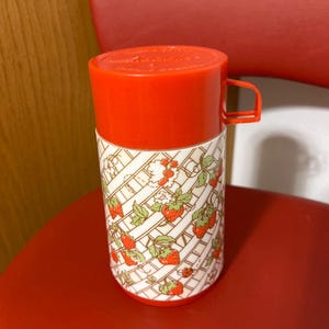 Vintage 1981 Strawberry Shortcake Drink Thermos Aladdin Strawberry Vines Fence Design, Strawberry Shortcake Lunchbox Thermos