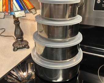Vintage J.L. Clark Metal Tin Nesting Canister Set Pillsbury