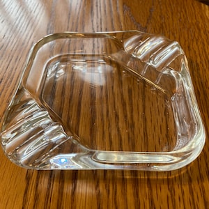 Glass Ashtray, Clear Glass Heavy Ashtray, ashtray, ash tray, vintage decor