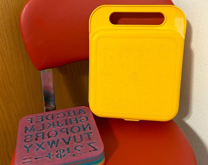 Vintage Yellow Tupperware Lunch Box 1407 ABC/123 Stencil Pencil Case ...
