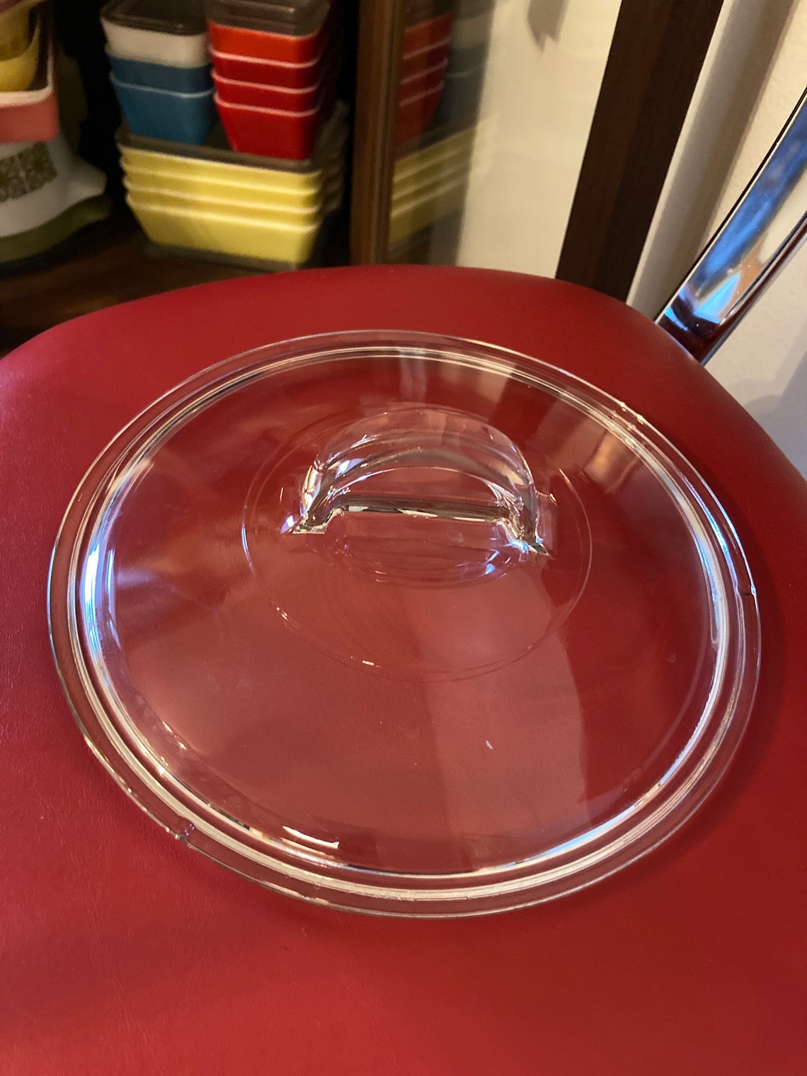 Vintage Pyrex Glass Lid L 21 C Clear Round Fin D Handle Etsy