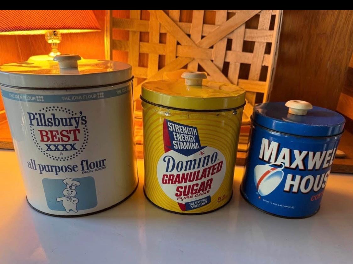 J.L.Clarkキャニスター缶 Vintage J.L. Clark Metal Tin Nesting Canister Set Pillsbury
