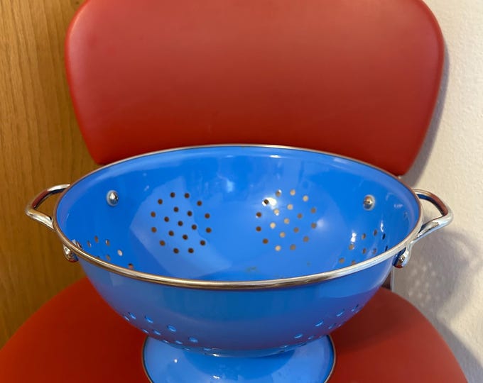 Vintage Enamelware Strainer Colander Blue 9 Inch, Blue Enamel Colander ...