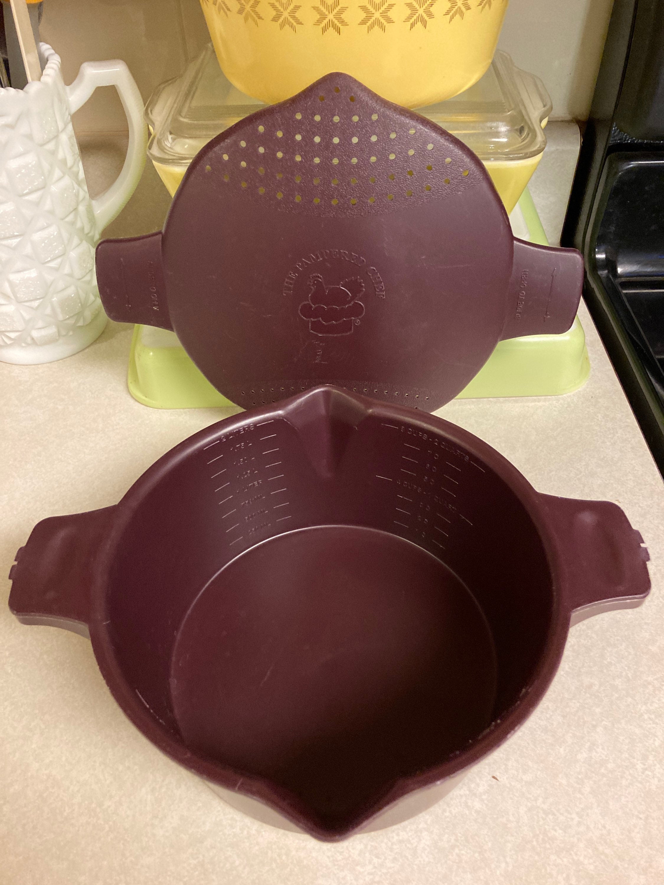 The Pampered Chef 2 Qt Plum Microwave Steamer Rice Cooker Pot Etsy