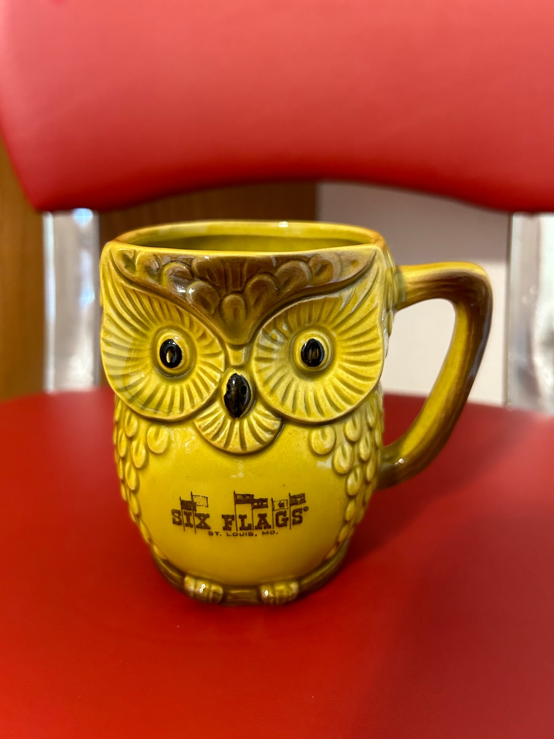 Vtg Six Flags Souvenir Owl Coffee Cup Mug St Louis MO Etsy