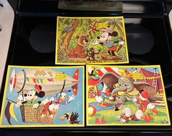 Walt Disney Character Jaymar Interlocking Picture Puzzle Set of 3